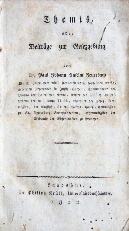 FEUERBACH,P.J.A., Themis. Landshut 1812