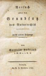 Hufeland, Grundsatz des Naturrechts. Leipzig 1785. Titelblatt