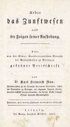 RAU, Karl Heinrich, Zunftwesen. 2. Abdruck. Leipzig 1816. Titel