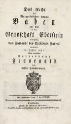 Baden, Gotteshaus Frauenalb in Eberstein. Karlsruhe 1772