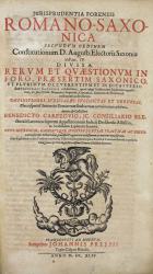CARPZOV, Jurisprudentia Forensis. Frankfurt/M. 1644. Titelblatt