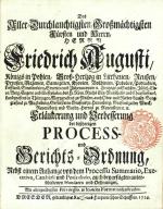 SACHSEN, Prozess- und Gerichtsordnung. Dresden 1724