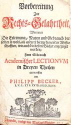 Becker, Rechts-Gelahrtheit. Rinteln 1745