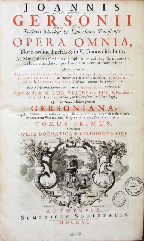 GERSON,J., Opera Omnia. 5 Tle. in 4 Bdn. Antwerpen 1706