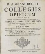 BEIER, Adrian, De Collegiis Opificum. Leipzig 1736. Titel