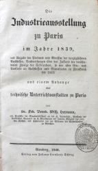 HERMANN, Industrieausstellung zu Paris. Nürnberg 1840