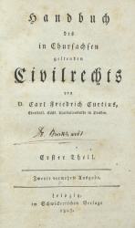 CURTIUS, Handbuch des chursächs. Civilrechts. 1.-2.A. 4 Bde. Lpz. 1807-25. Titelblatt