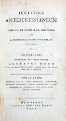 Hugo, Jus Civile Antejustinianeum. 2 Bde. Berlin 1815. Titel
