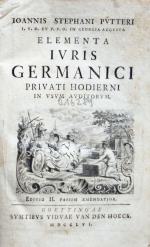 Pütter, Elementa Iuris Germanici. Göttingen 1756