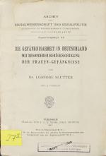 SEUTTER, Leonore, Gefängnisarbeit. Tübingen 1912