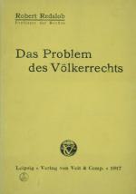 REDSLOB, Das Problem des Völkerrechts. Leipzig 1917